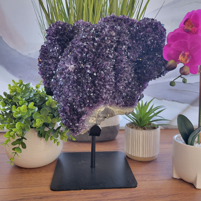 Amethyst Cluster on Stand Statement Piece - 14"x16"