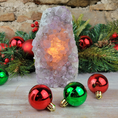 Amethyst Crystal Cluster Lamp 5-6” with bulb and cord