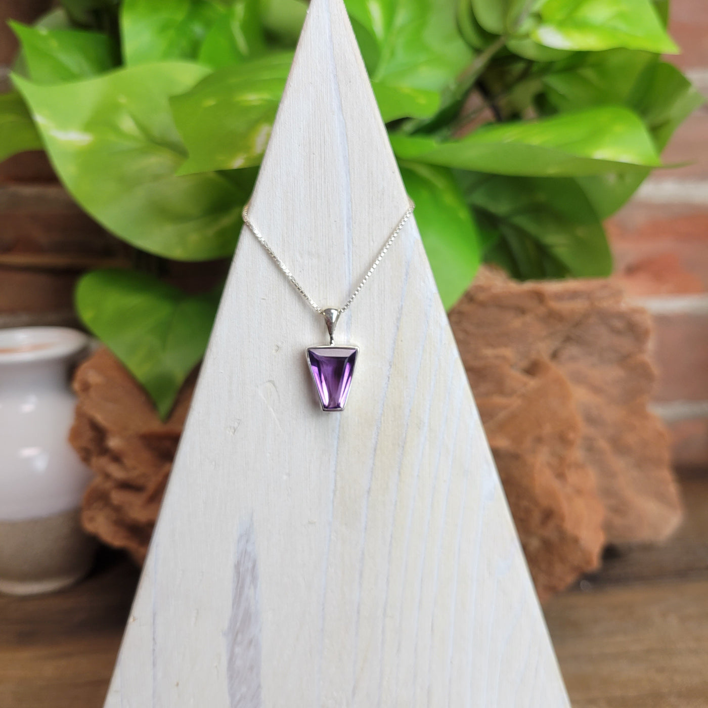 Amethyst Faceted Freeform Bezel sterling silver Pendant .4-.6"