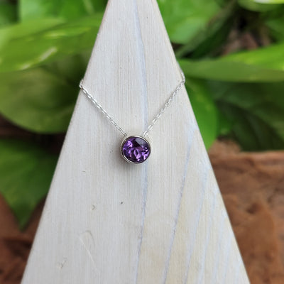 Amethyst Faceted Freeform sterling silver Slider Necklace .25"