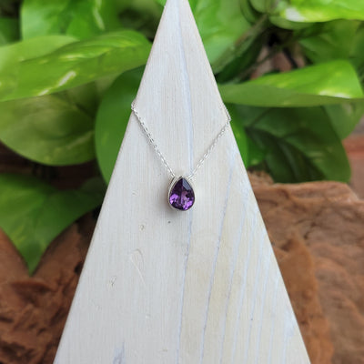 Amethyst Faceted Freeform sterling silver Slider Necklace .25"