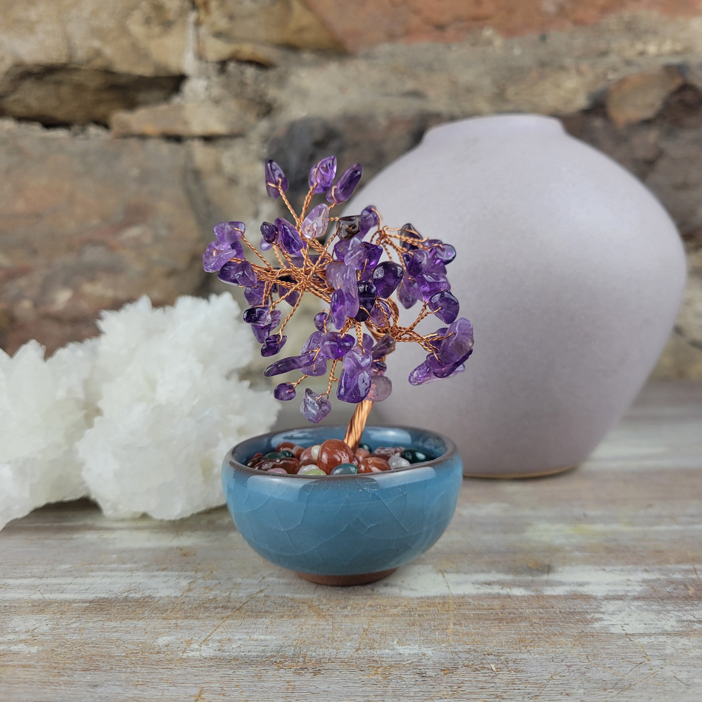 Amethyst Gemstone Tree in Ceramic Bowl