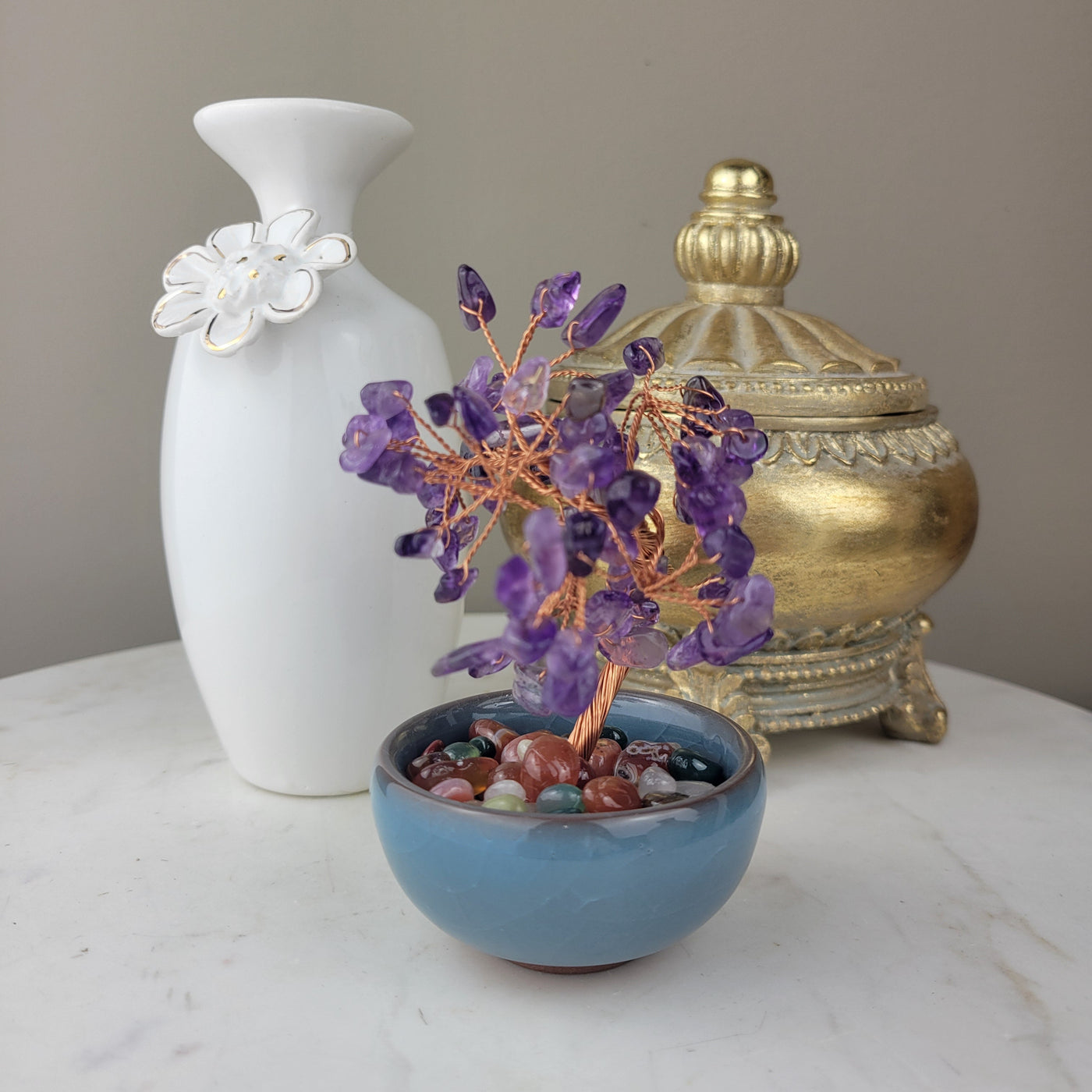 Amethyst Gemstone Tree in Ceramic Bowl