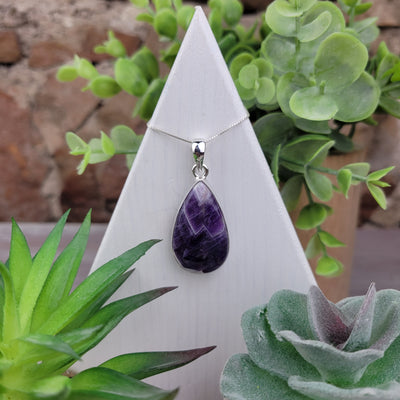 Amethyst Polished Freeform Pendant Sterling Silver 1"