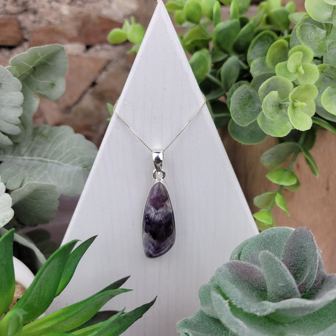 Amethyst Polished Freeform Pendant Sterling Silver 1"