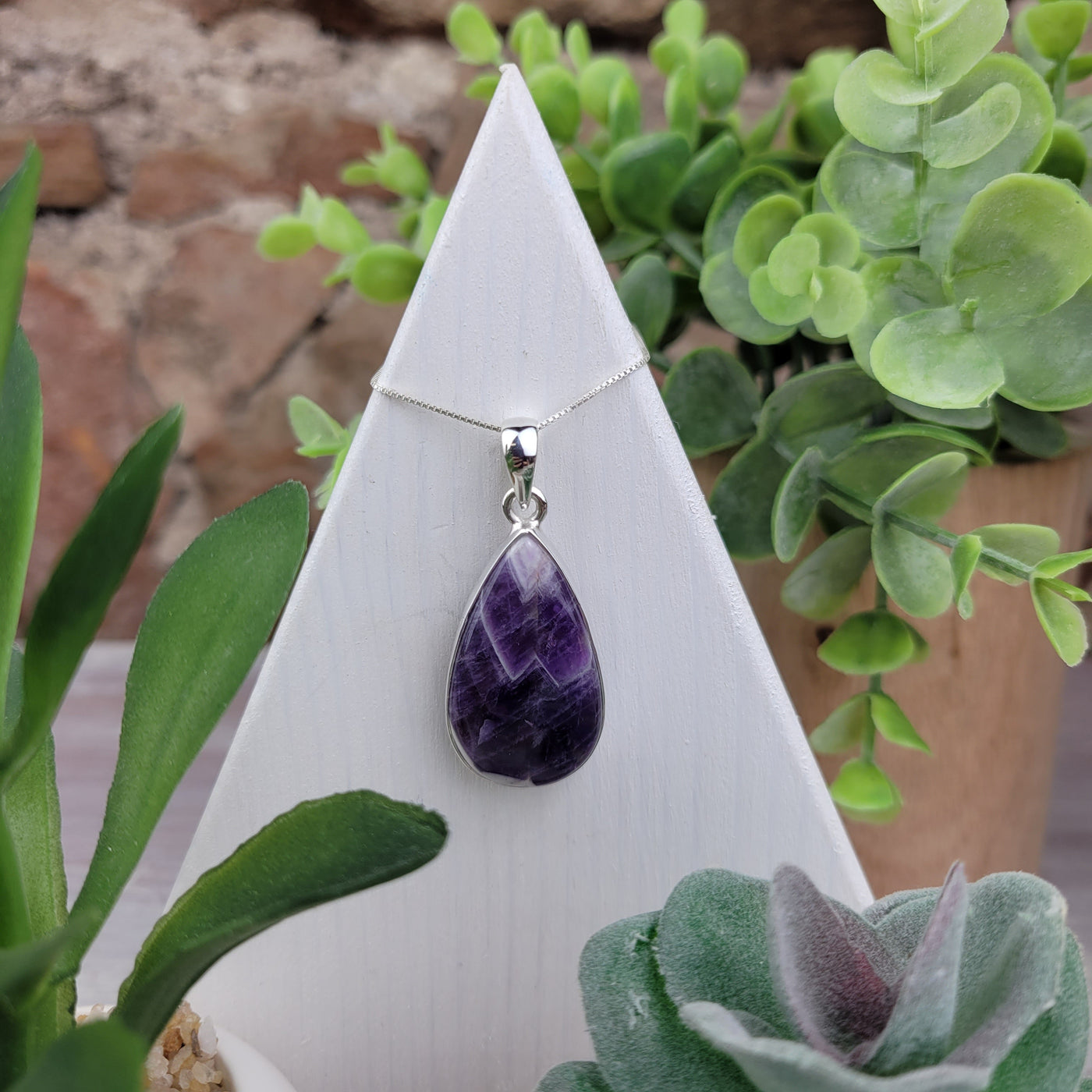 Amethyst Polished Freeform Pendant Sterling Silver 1"