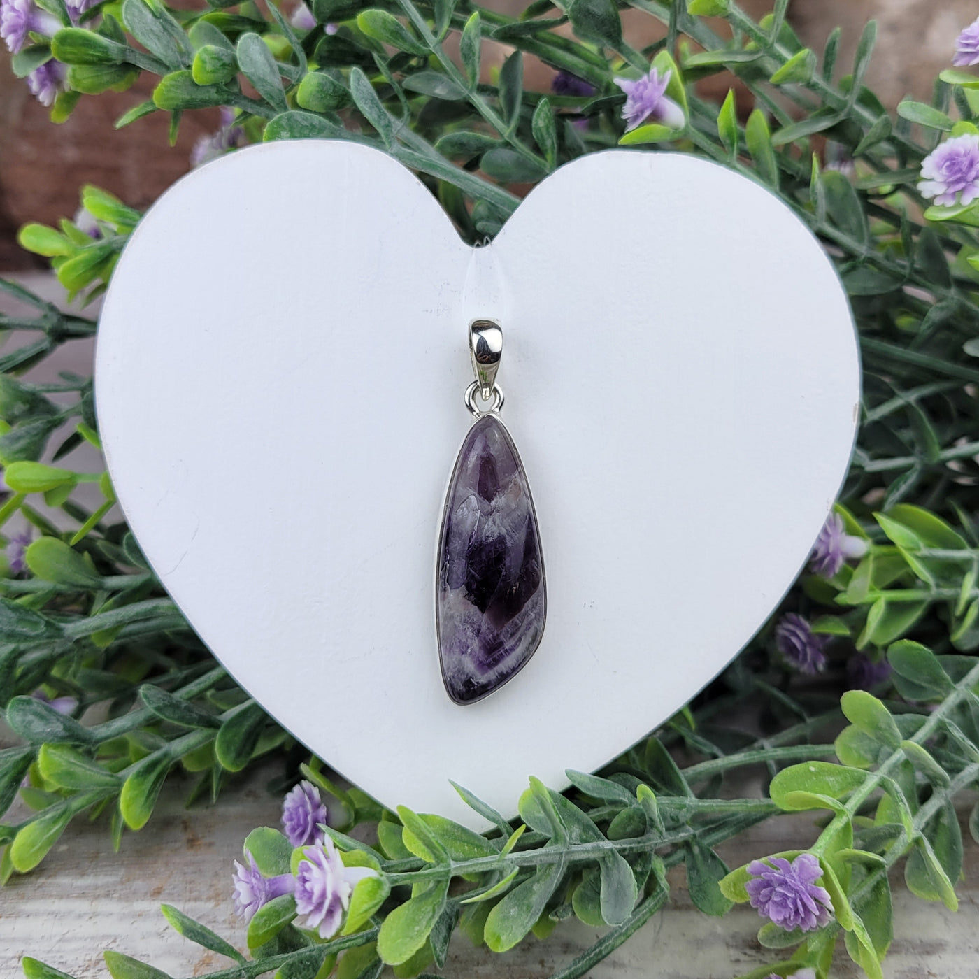 Amethyst Polished Freeform Pendant Sterling Silver 1"