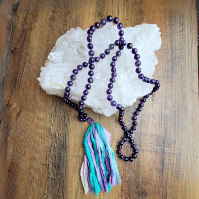 Amethyst Prayer Bead Mala - Artisan Made