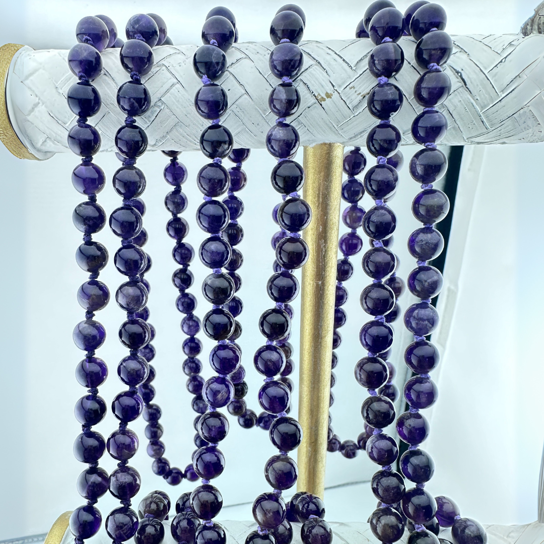 Amethyst Prayer Bead Mala - Artisan Made