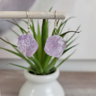 Amethyst Raw Point Earrings with silver-Plated Earwire