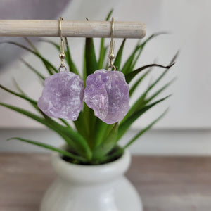 Amethyst Raw Point Earrings with silver-Plated Earwire