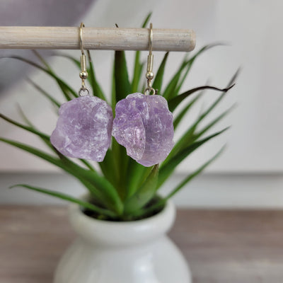 Amethyst Raw Point Earrings with silver-Plated Earwire