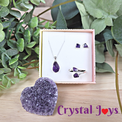 Amethyst Rough Jewelry Set