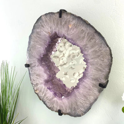 Amethyst Slice Mirror with Custom Iron Frame - 10.765kg 12.25"w x 15"h