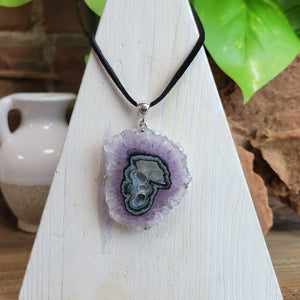 Amethyst Stalactite Slice Pendant 1.5" x 1.75"