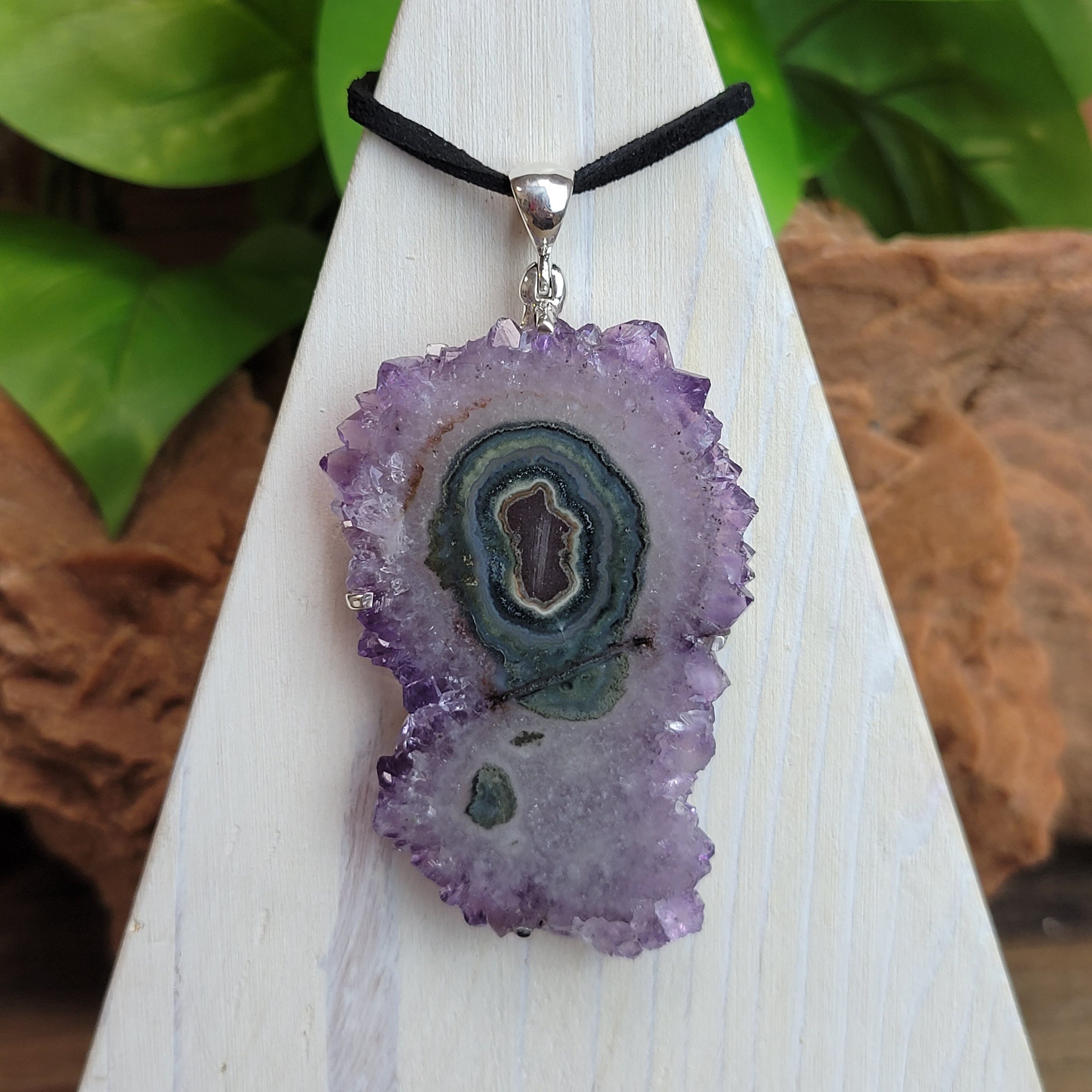 Amethyst Stalactite Slice Pendant 1.5" x 2.75"