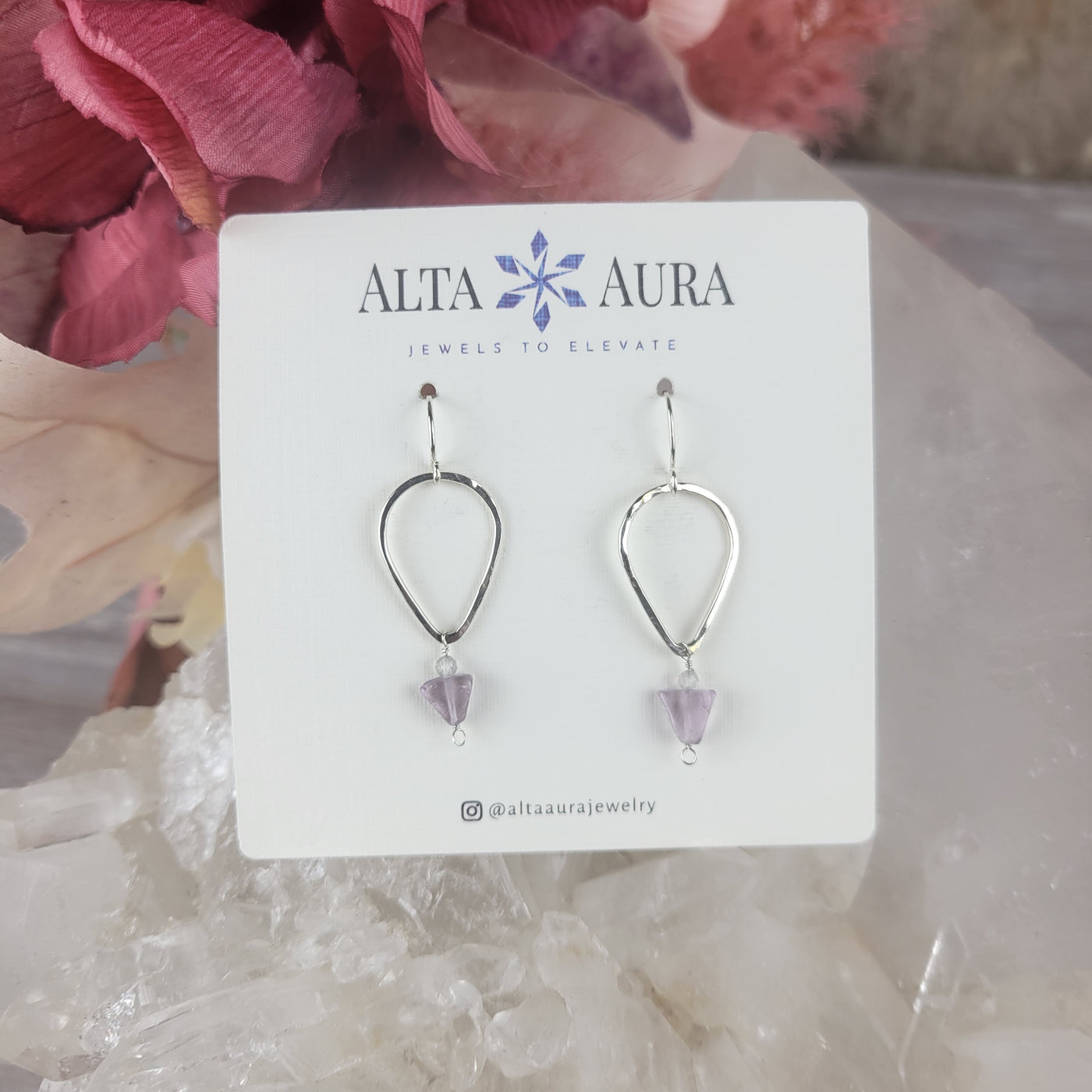 Amethyst Teardrop Earrings-Artisan Made