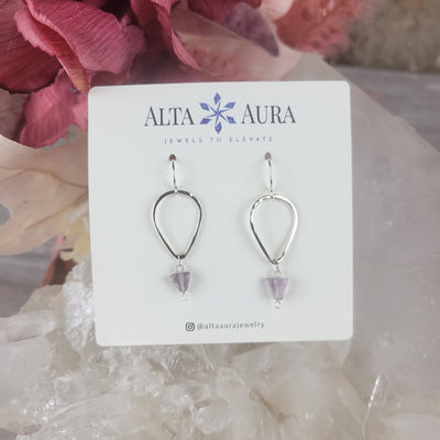 Amethyst Teardrop Earrings-Artisan Made