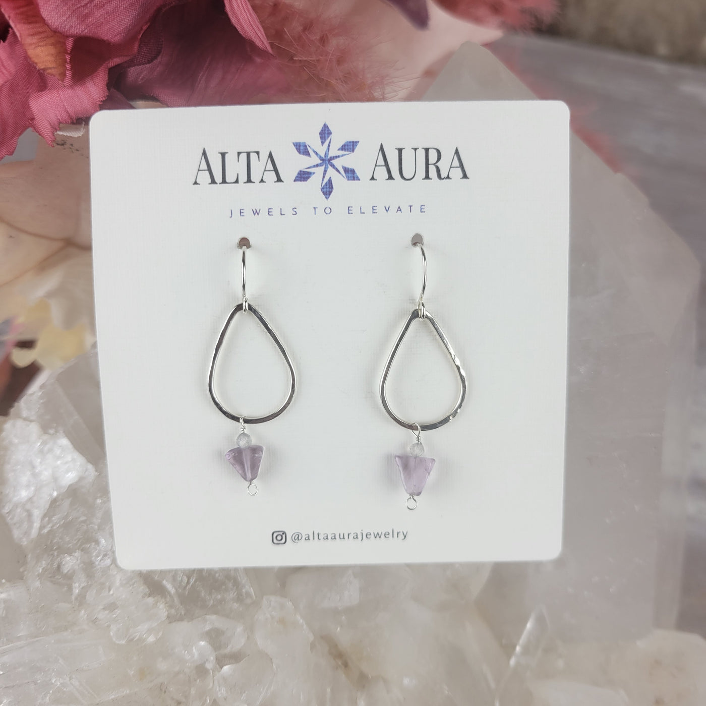 Amethyst Teardrop Earrings-Artisan Made