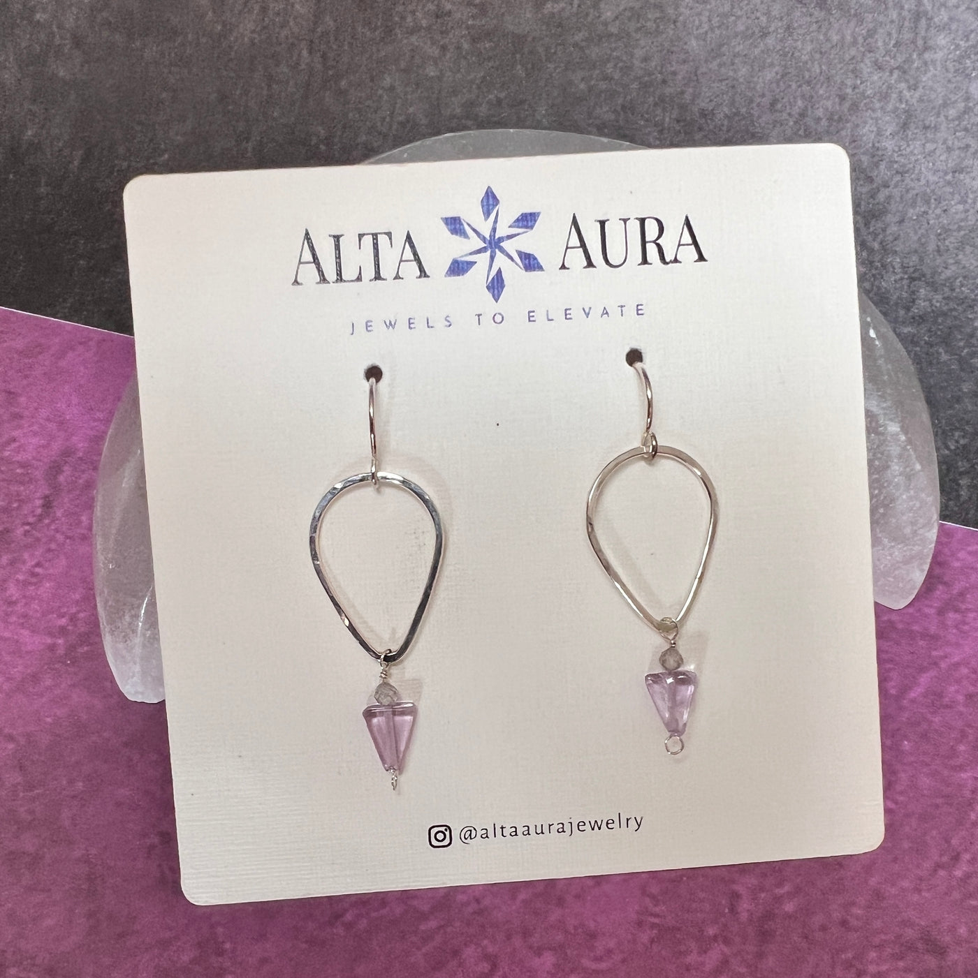 Amethyst Teardrop Earrings-Artisan Made