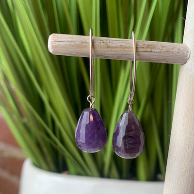 Amethyst Teardrop Earrings with sterling silver Earwire