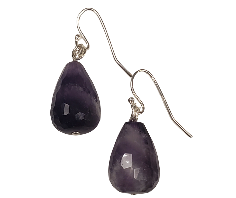 Amethyst Teardrop Earrings with sterling silver Earwire