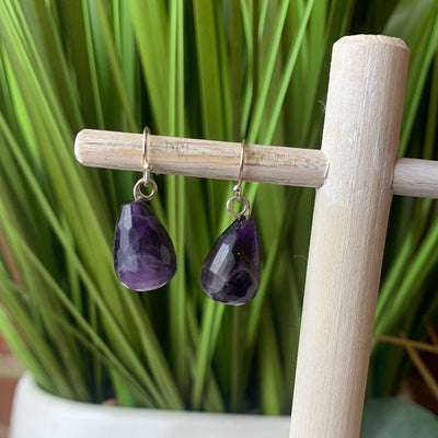 Amethyst Teardrop Earrings with sterling silver Earwire