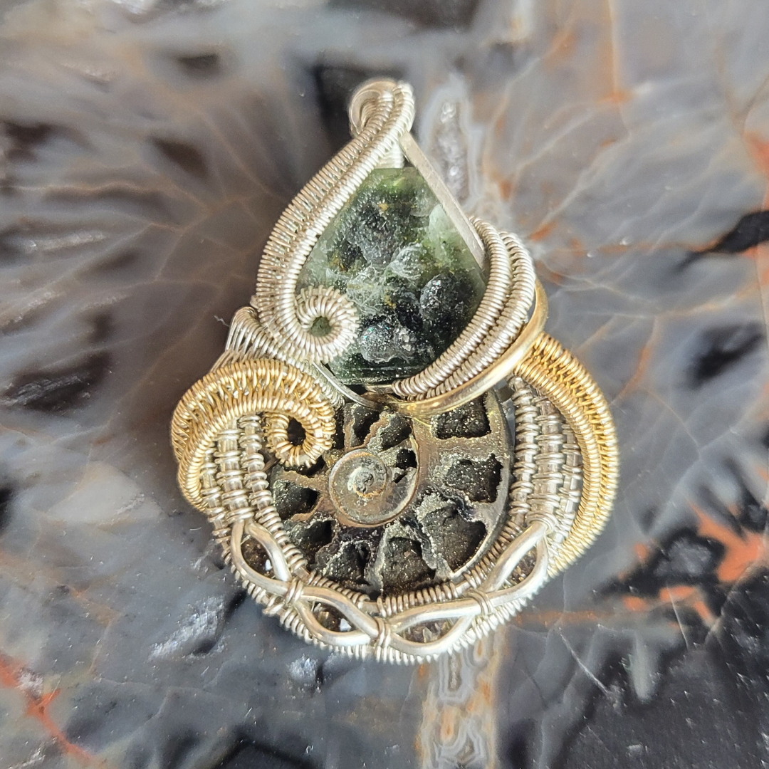 "Ancient Storms" Wire Wrapped Pendant - Artisan Made