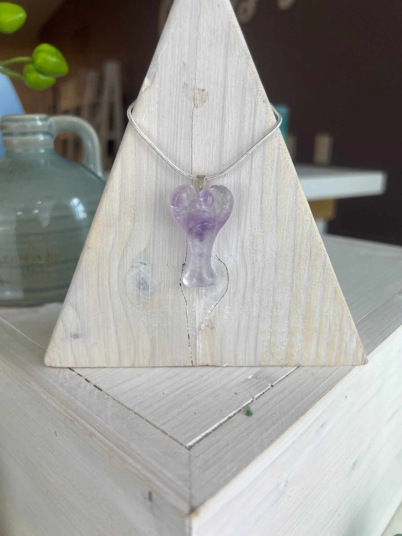 Angel Gemstone Pendants- Amethyst, Clear or Rose Quartz ~1.5"