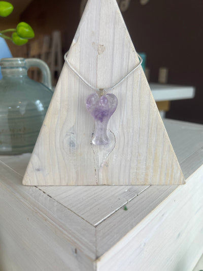 Angel Gemstone Pendants- Amethyst, Clear or Rose Quartz ~1.5"