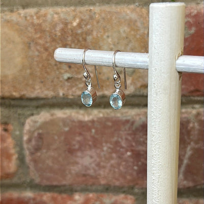 Aquamarine Oval Cut Earrings set in sterling silver