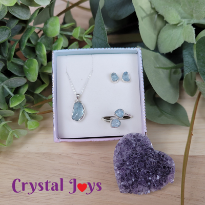 Aquamarine Rough Jewelry Set