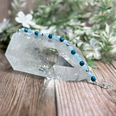 Aquamarine and Apatite Bracelet - Artisan Made