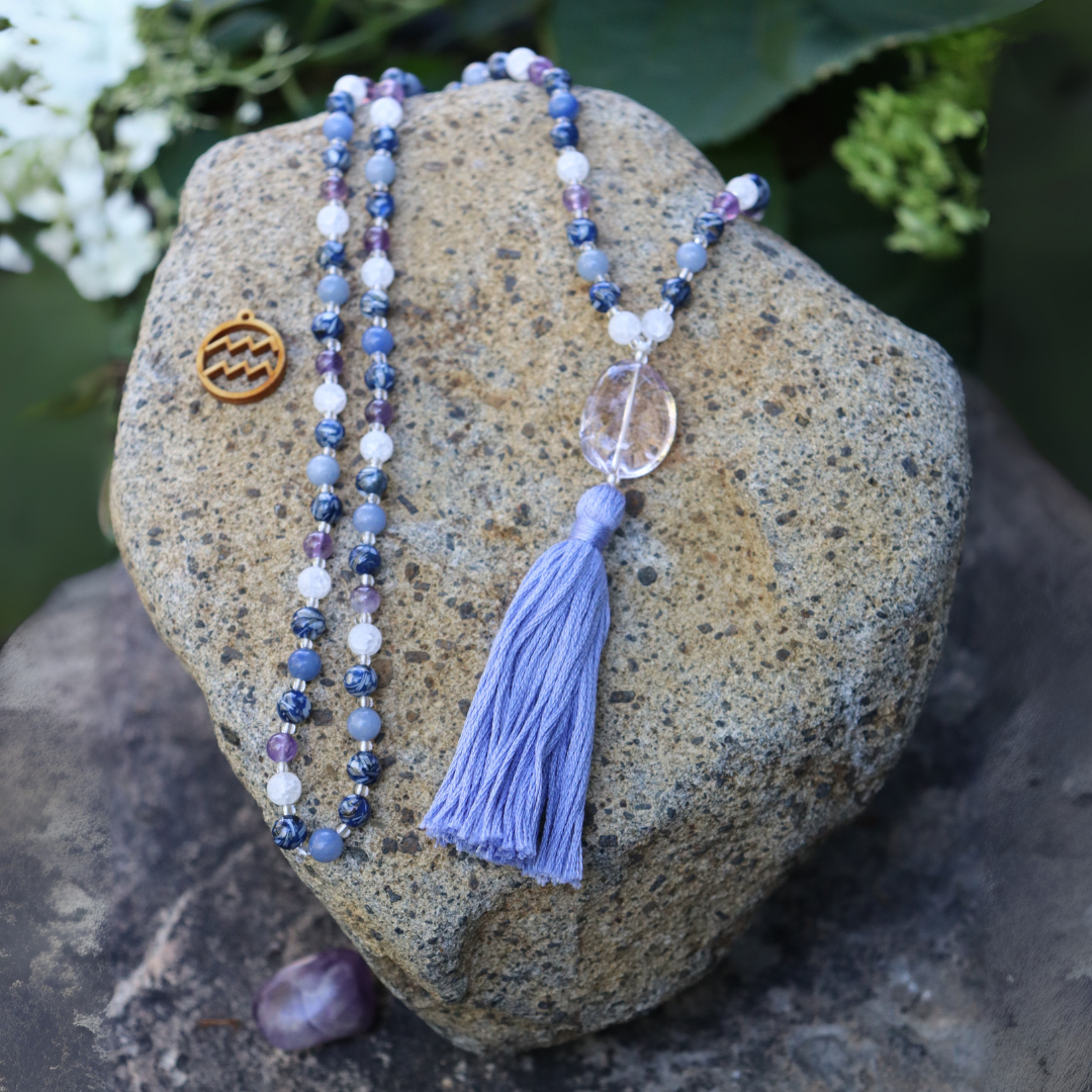 Aquarius Zodiac Mala - Artisan Made