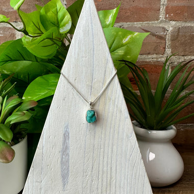 Arizona Green Turquoise Rough sterling silver Bezel Pendant