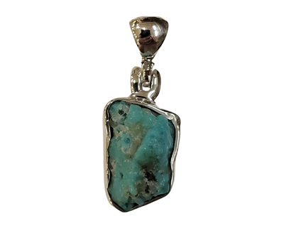 Arizona Green Turquoise Rough sterling silver Bezel Pendant