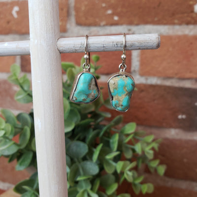 Arizona Green Turquoise Rough sterling silver Dangle Earrings
