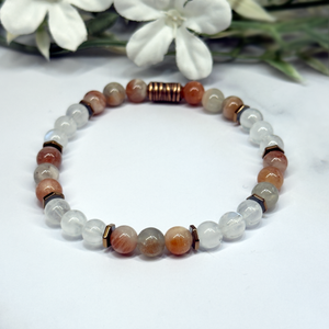 Arusha Sunstone and Moonstone Stretch Bracelet - Artisan Made