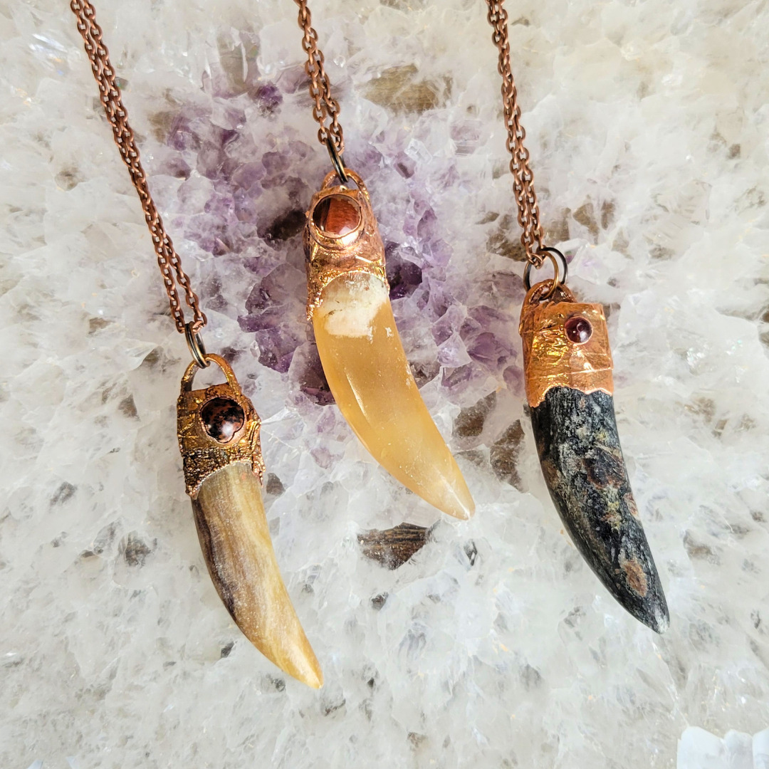 Assorted Gemstone Horn Necklaces- Artisan Made