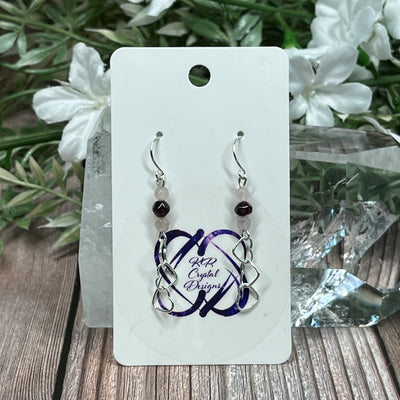 Assorted Gemstone & Sterling Silver Heart Chain Earrings - Artisan Made