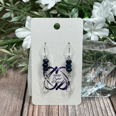 Assorted Gemstone & Sterling Silver Heart Chain Earrings - Artisan Made