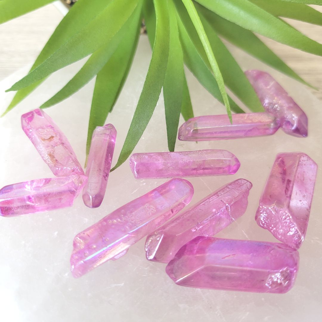 Aura Crystal Point- Amethyst, Aqua, Pink or Bi-Colored