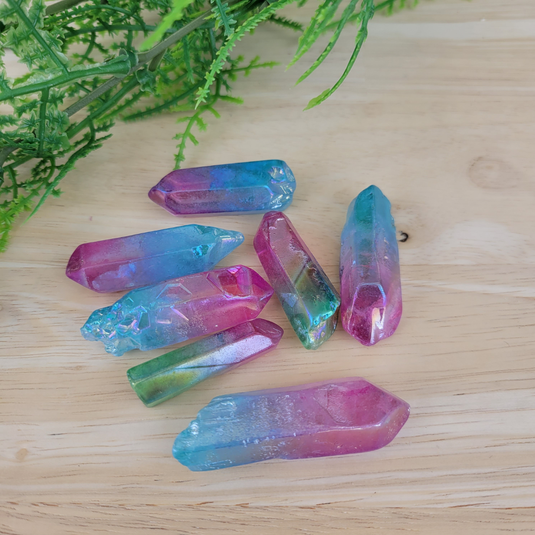 Aura Crystal Point- Amethyst, Aqua, Pink or Bi-Colored-Sold Individually