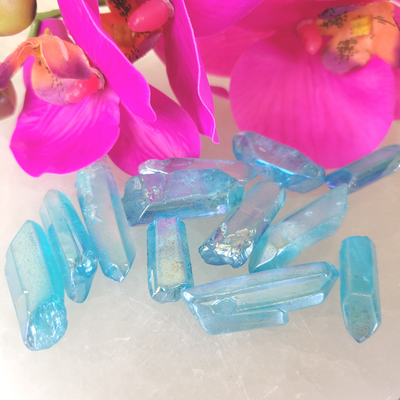 Aura Crystal Point- Amethyst, Aqua, Pink or Bi-Colored-Sold Individually