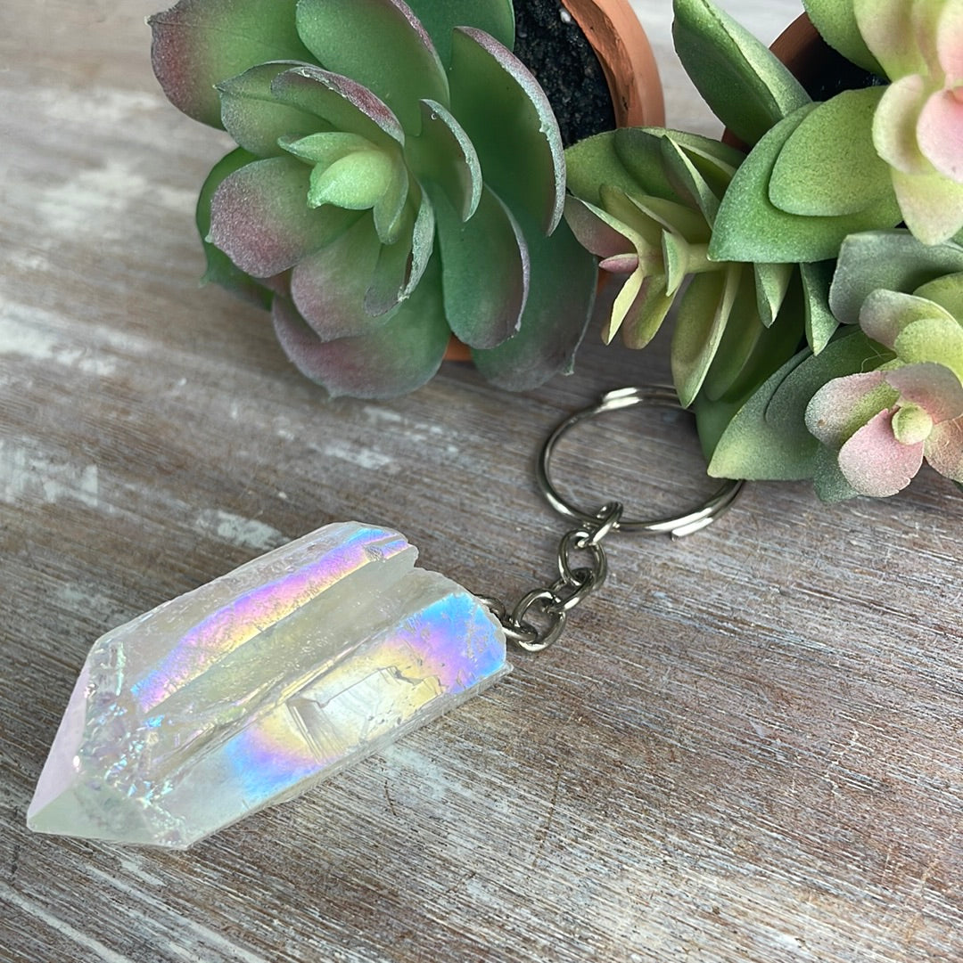 Aura Point Keychain-Titanium, Angel & Amethyst Aura