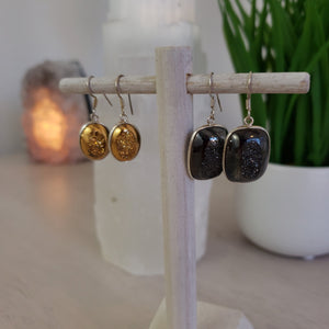Aura Polished sterling silver Earrings with Druzy Center