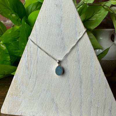 Australian Opal Bezel Pendant Necklace with 16-18" Adjustable sterling silver Chain