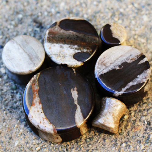 Authentic Gemstone Saddle Plugs-From 2GA to 1 inch