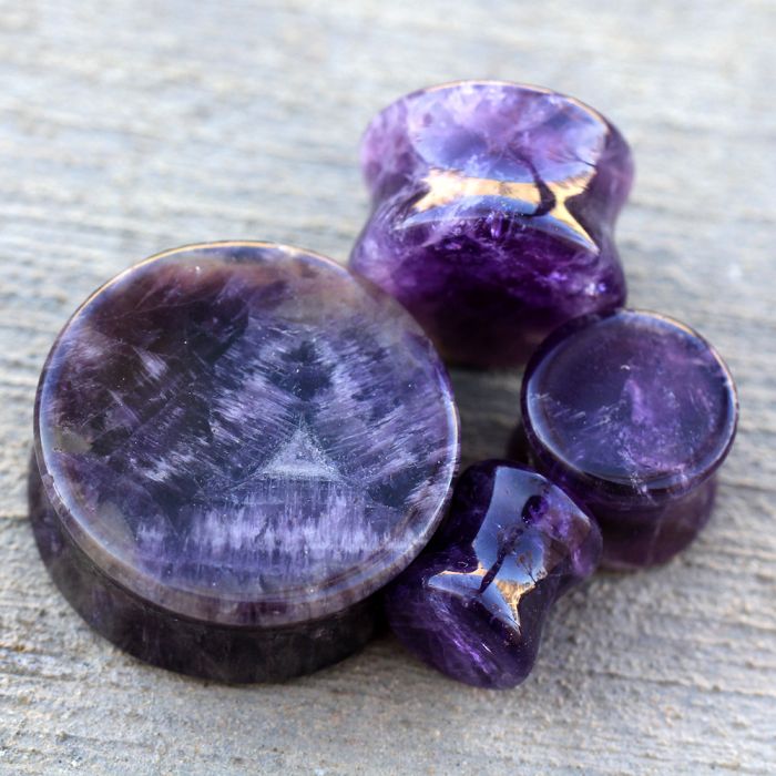 Authentic Gemstone Saddle Plugs-From 2GA to 1 inch