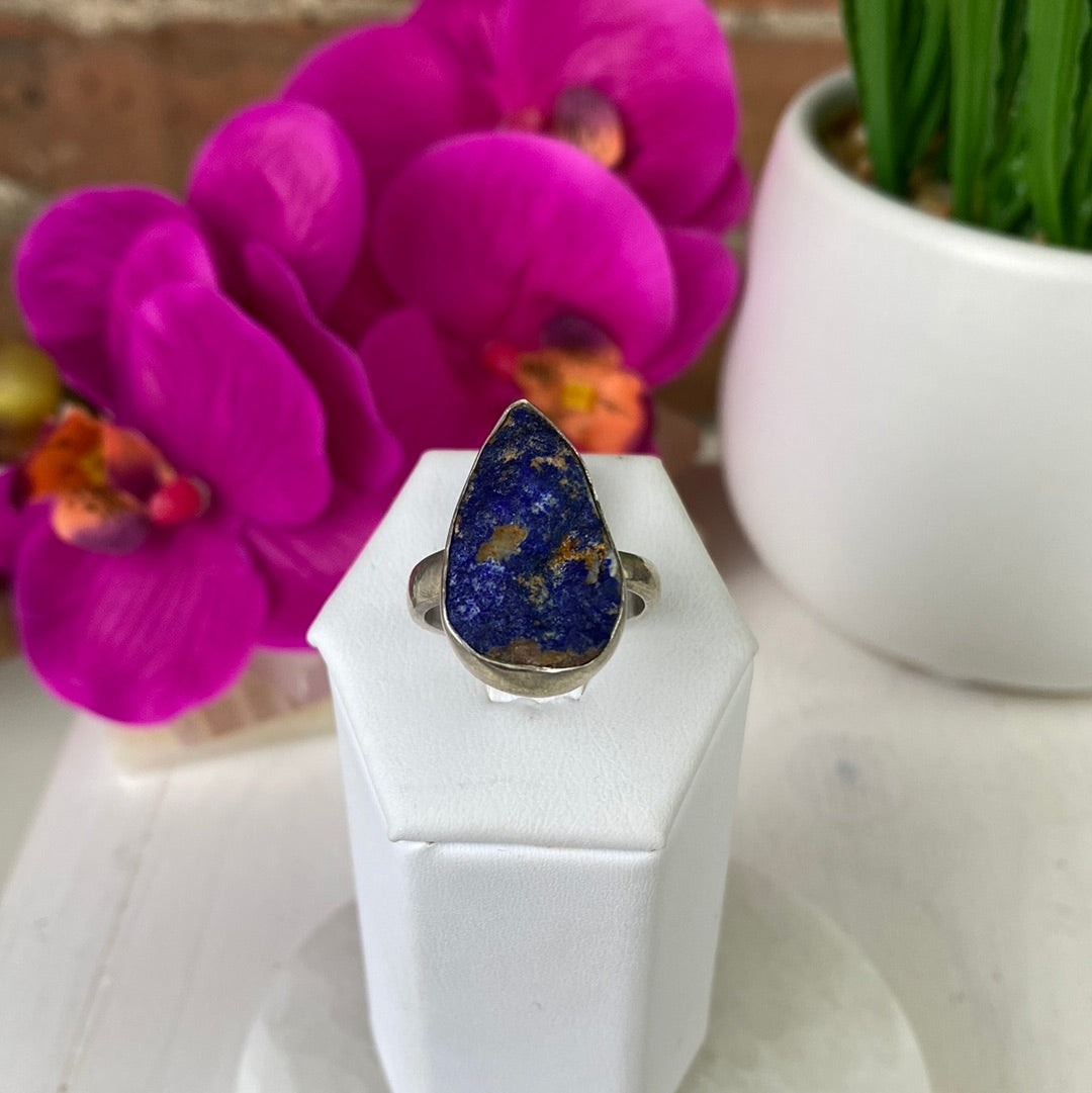 Azurite Druzy sterling silver Ring with Adjustable Band